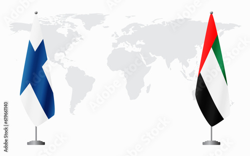 Finland and United Arab Emirates flags for official meetin