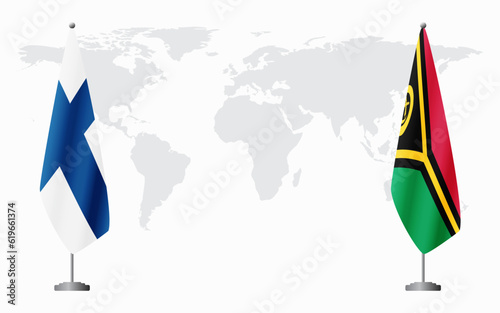 Finland and Vanuatu flags for official meeting