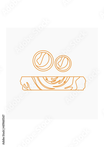 Editable Outline Style Top View Indian Masala Dosa With Chutney and Sambar Vector Illustration for Artwork of Cuisine Related Design With South Asian Culture and Tradition