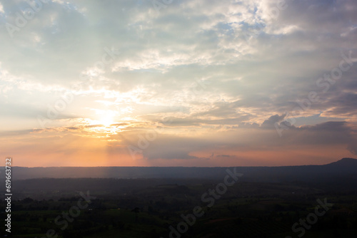 colorful dramatic sky with cloud at sunset.beautiful sky with clouds background © freedom_naruk