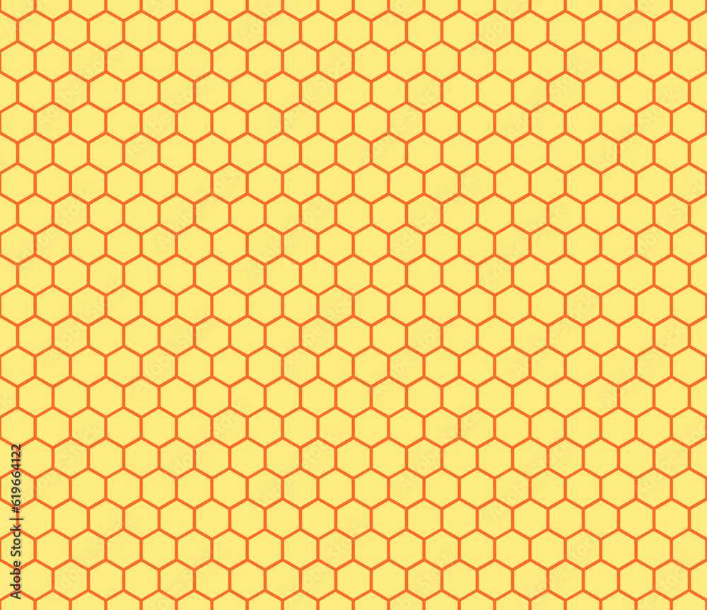 Seamless orange honeycomb pattern. Endless honey comb hexagon pattern. Seamless orange honeycomb pattern. Endless honey comb hexagon pattern.