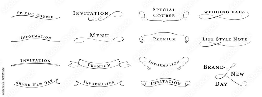 Set of elegant pen calligraphy lines - obrazy, fototapety, plakaty 