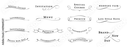 Set of elegant pen calligraphy lines