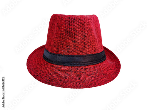 red vintage straw hat for men beach hat PNG transparent
