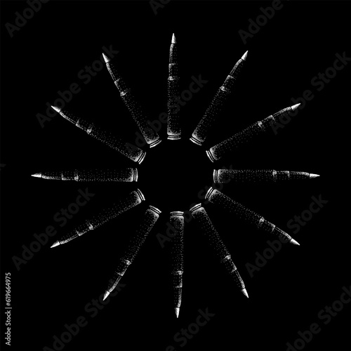 bullets circle hand drawing vector isolated on black background.