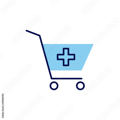 Drugstore Shopping related vector line icon. Isolated on white background. Vector illustration. Editable stroke