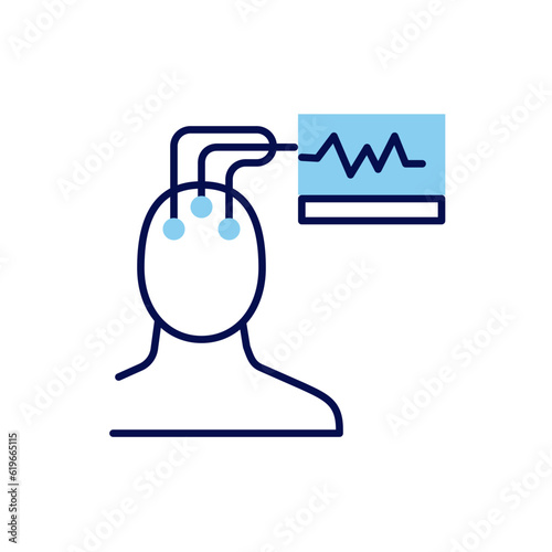 Electroencephalography related vector line icon. Isolated on white background. Vector illustration. Editable stroke