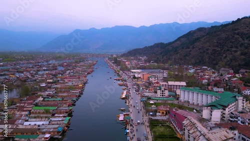 Beautiful View of Dal Lake Kashmir India Drone view photo