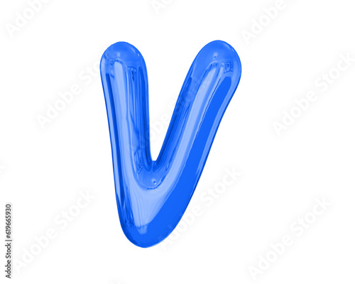 Letter V Blue Balloons 3D