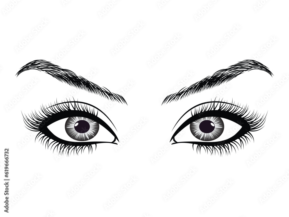 illustration eyes of young girl