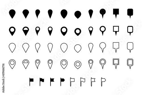 Various map pins icon set