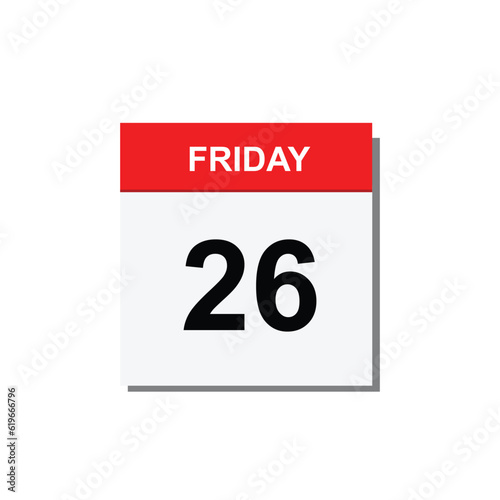 calender icon, 26 friday icon with white background