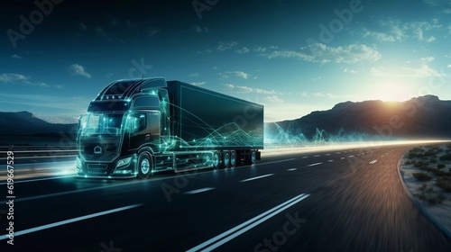 Transport Logistics Technology - trucking, road freight, delivery © Abas