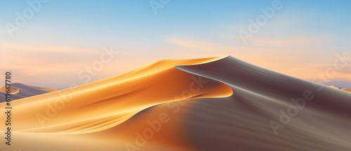 Desert  dunes of sand on a sunny day. Sahara nature banner