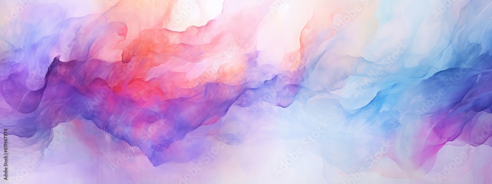 Abstract watercolor paint background illustration - Pastel soft pink blue color with liquid fluid marbled paper painting texture banner texture, Generative Ai