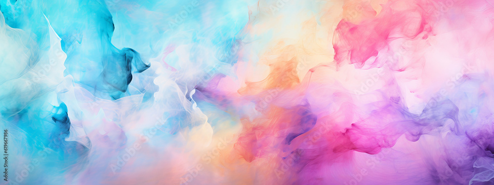 Abstract watercolor paint background illustration - Pastel soft pink blue color with liquid fluid marbled paper texture banner painting texture, Generative Ai
