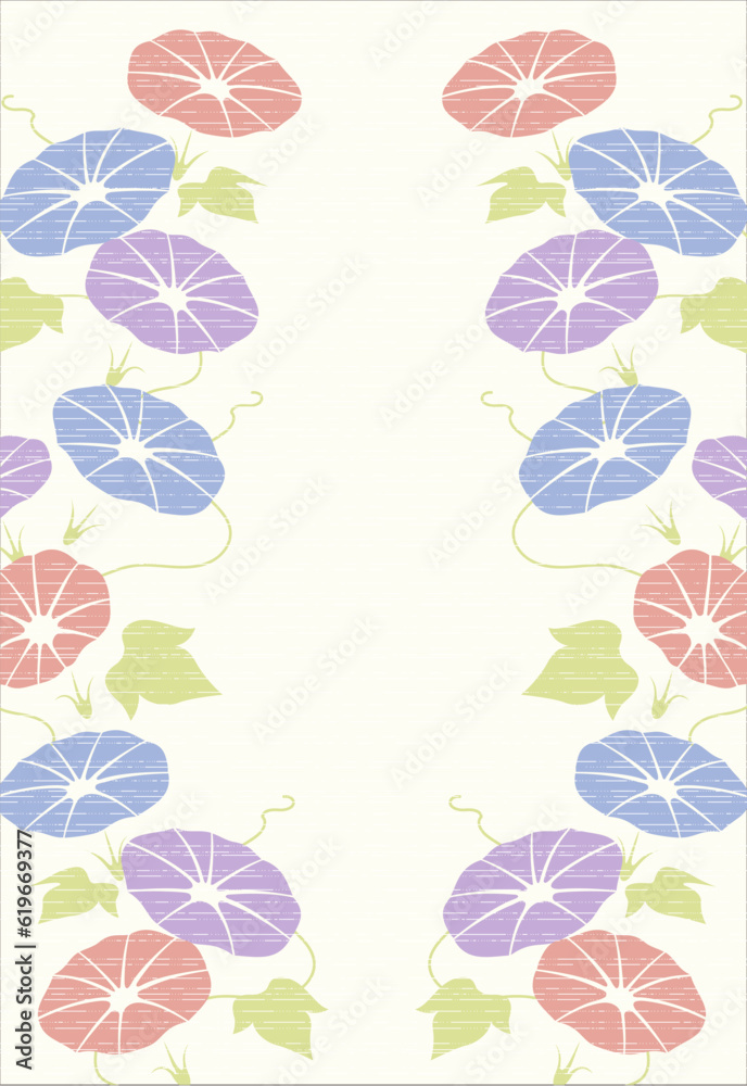 Fototapeta premium 朝顔の背景イラスト素材 ベクター 花 夏イメージ フレーム