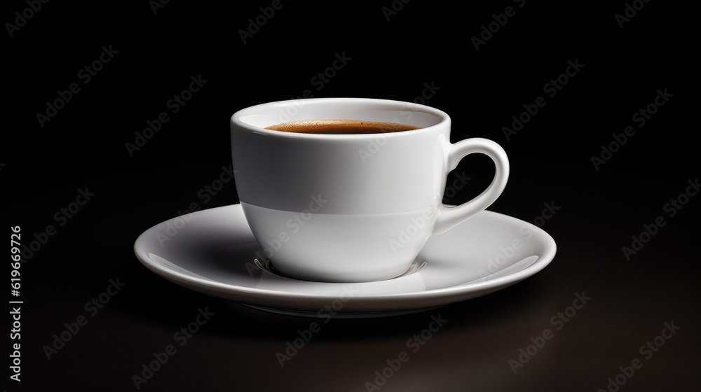 coffee cup beans splash on dark background
