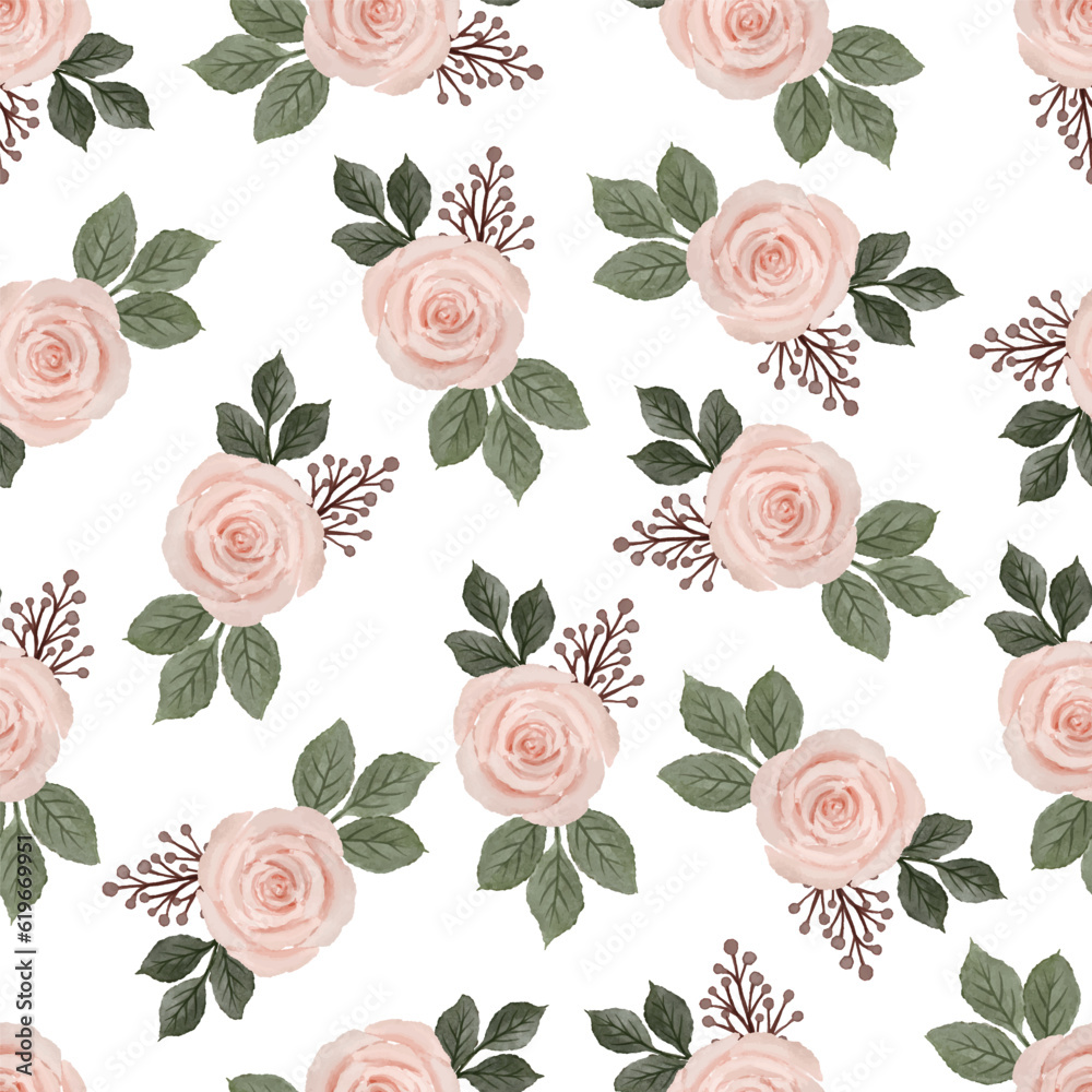 peach rose seamless pattern