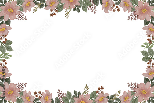 dusty pink watercolor floral frame