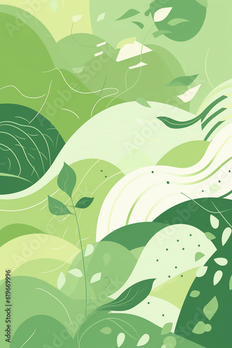 Generative AI.Contemporary minimal modern trendy doodle for matcha tea. Japanese tea ceremony.