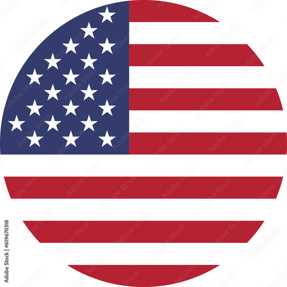 round American flag of United States of America round American flag of United States of America