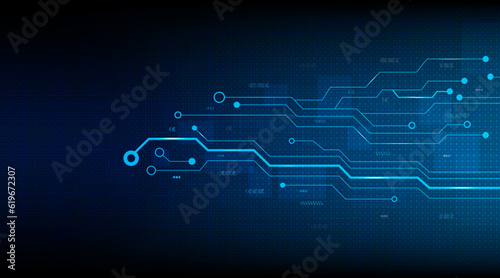 Digital circuit lines futuristic technology abstract and cyberspace with blue background.