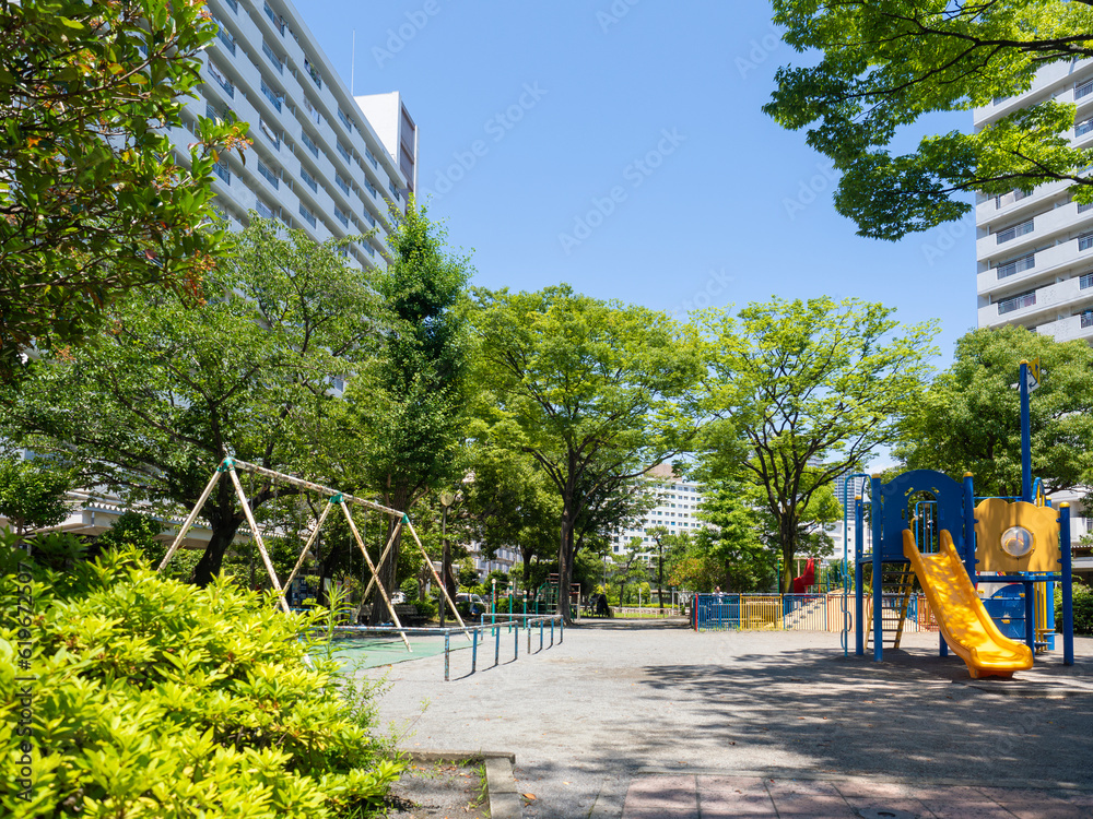 青空の東雲公園 緑が多くて気持ちが良い