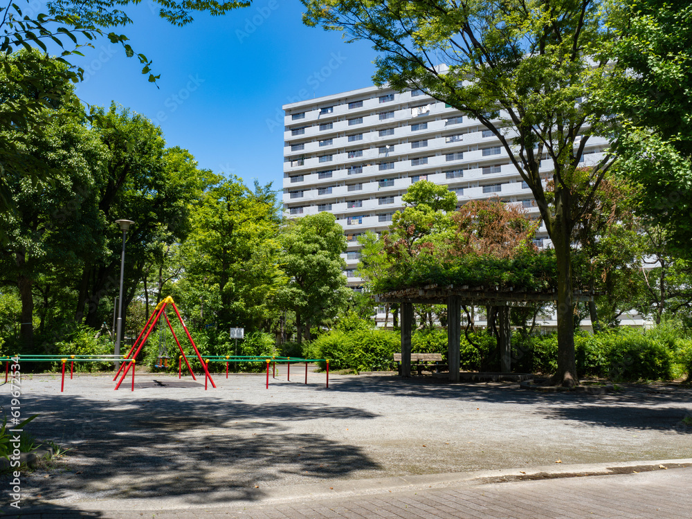 青空の東雲公園 緑が多くて気持ちが良い