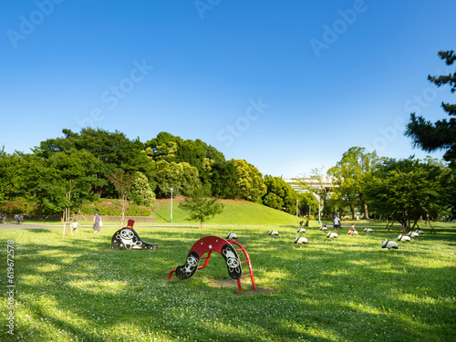 Obraz na płótnie 緑あふれる辰巳の森緑道公園 清々しい! w salonie