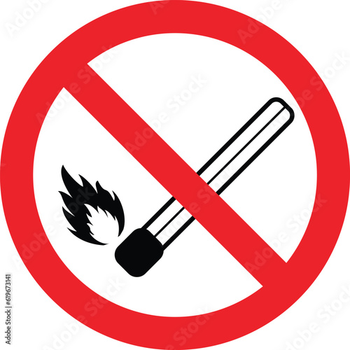 No open flame sign. No fire. printable vector sticker banner.