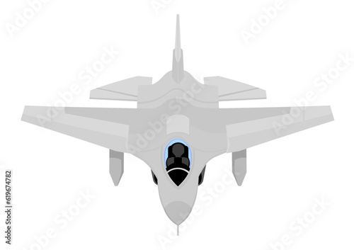 前から見た飛行する戦闘機