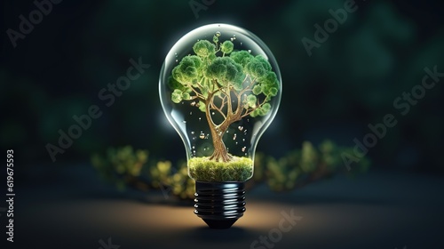 light bulb on green background. with generative ai