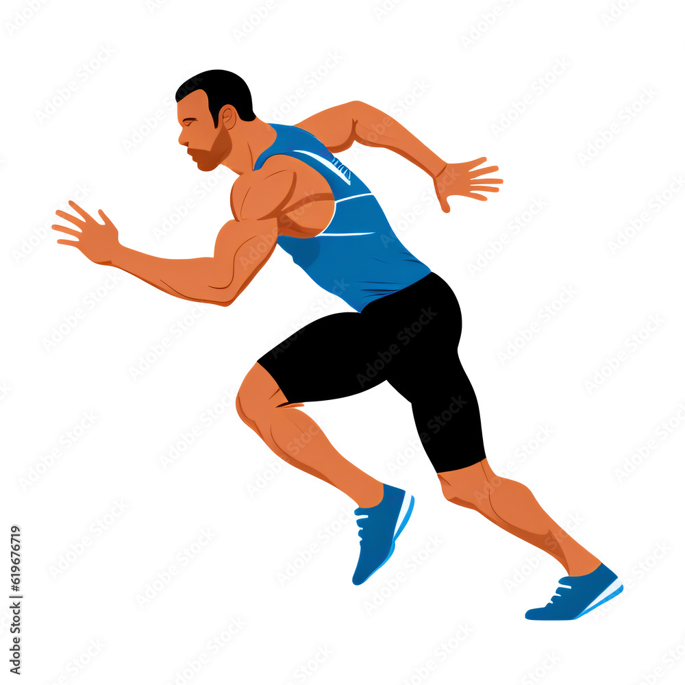 Sprinter, runner vector illustration, transparent background png