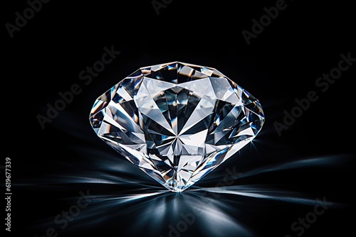 Sparkling luxury diamond on blank background. Facets in a cut gem. Expensive jewel product photo.