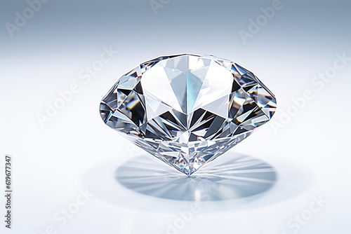 Sparkling luxury diamond on blank background. Facets in a cut gem. Expensive jewel product photo.