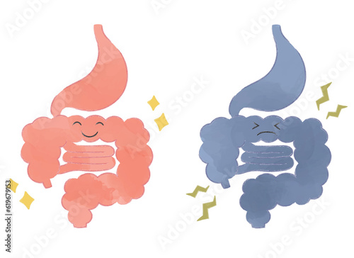 デフォルメしたかわいい臓器のキャラクター　イラスト素材セット　元気・不調