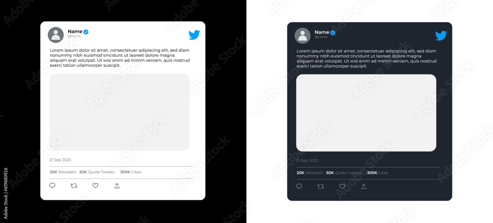 Twitter Post or Tweet Mockup With Editable Text. Vector Twitter Post ...