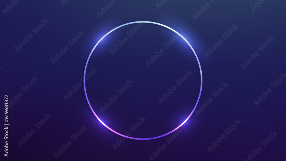Neon circle frame with shining effects