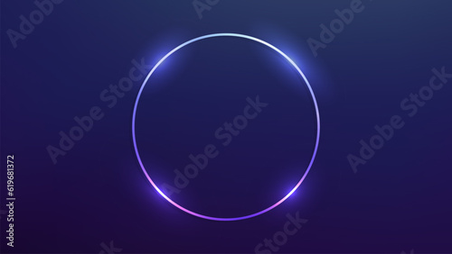 Neon circle frame with shining effects