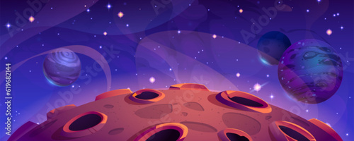Fotografie, Tablou Space galaxy vector planet cartoon background