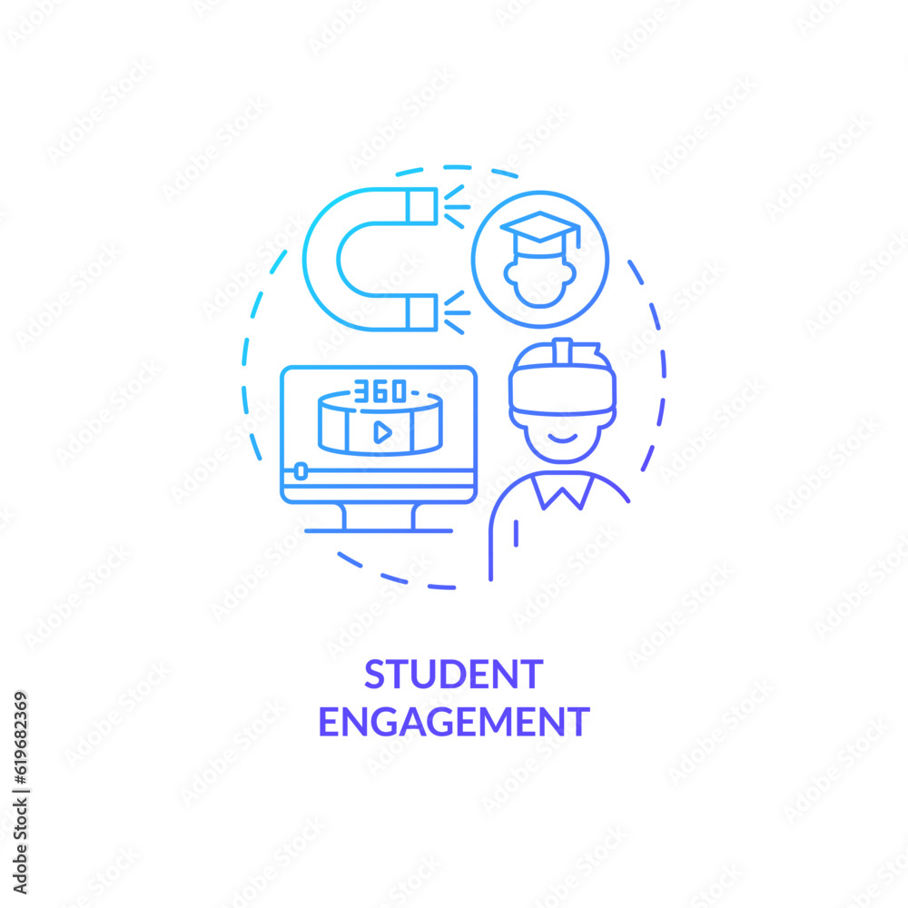 Thin line gradient icon representing AI in student engagement, isolated vector illustration, innovation in education. Thin line gradient icon representing AI in student engagement, isolated vector illustration, innovation in education.