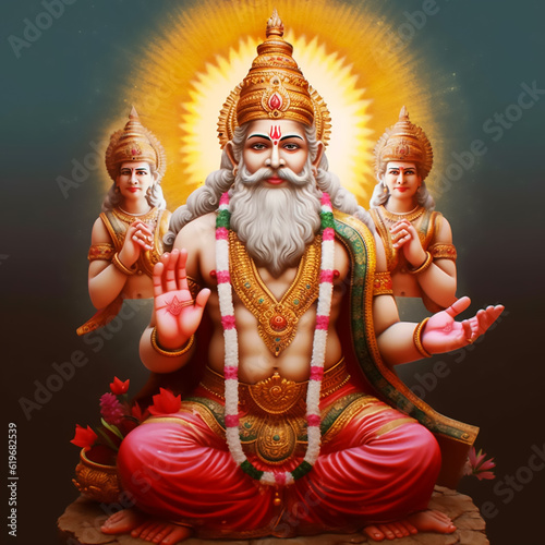 Hindu god Brahma. Generative AI photo