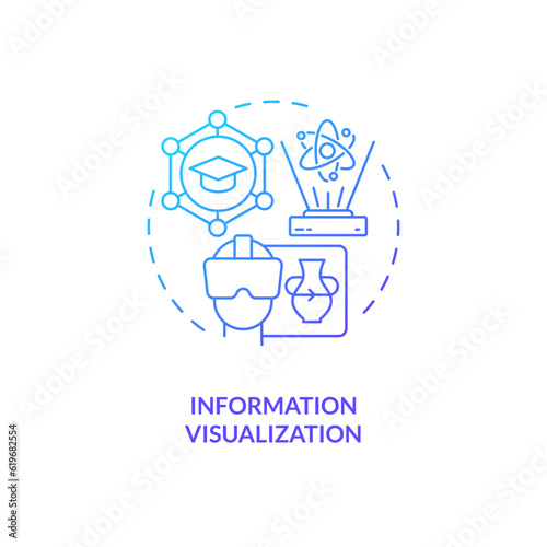 Thin line gradient icon representing information visualization  isolated vector illustration  innovation in education.