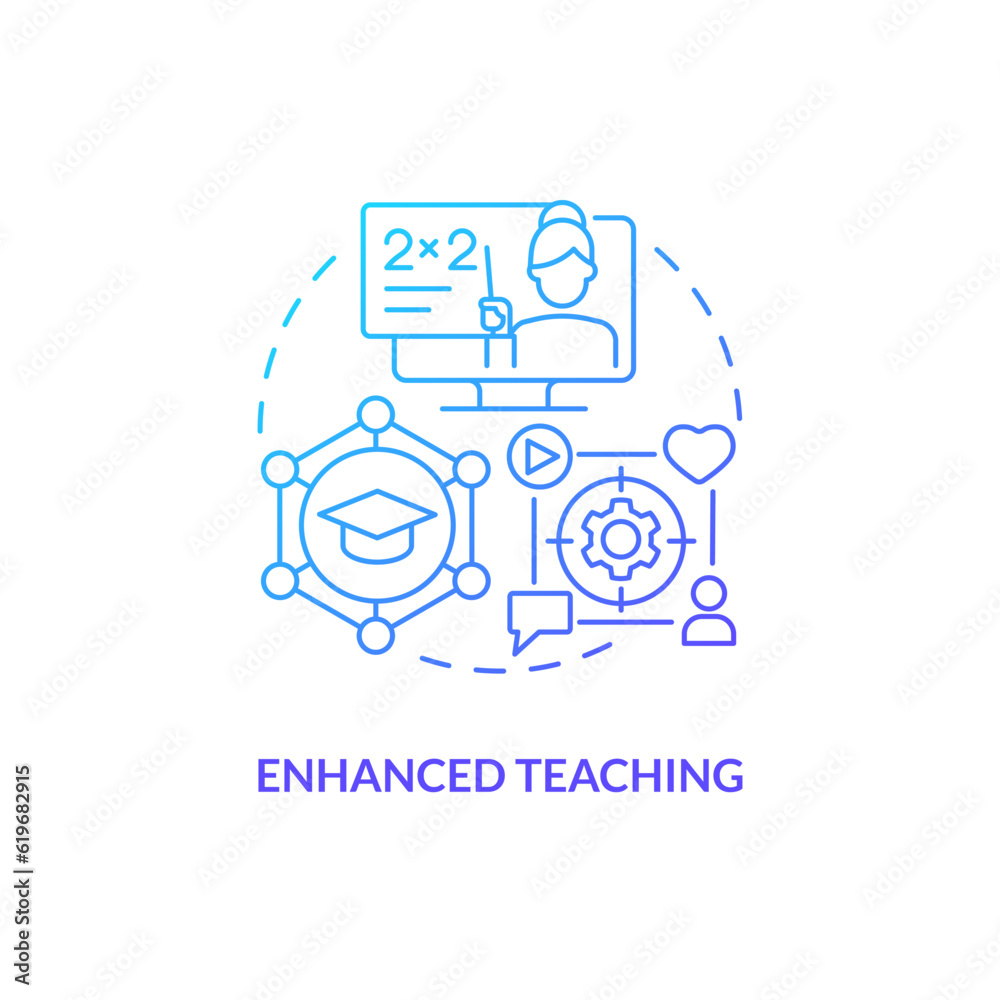 Thin line gradient icon representing enhanced teaching, isolated vector illustration of innovation in education.