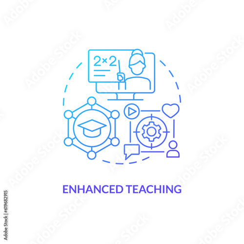 Thin line gradient icon representing enhanced teaching, isolated vector illustration of innovation in education.