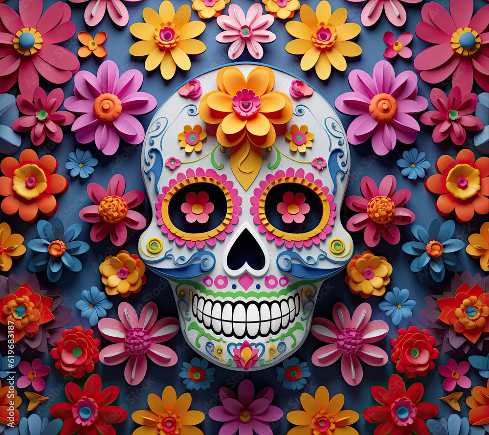 skull with flowers skull with flowers