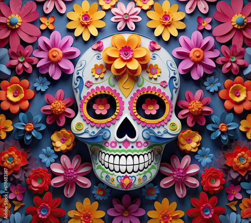 skull with flowers