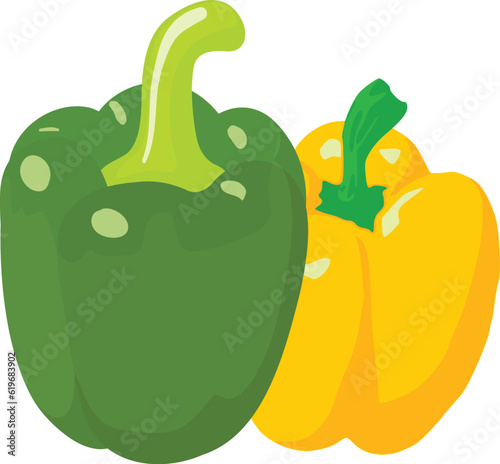 Fresh food icon isometric vector. Yellow and green whole ripe bell pepper icon. Raw food, healthy nutrition