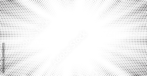 Halftone gradient sun rays pattern. abstract swirl halftone vector dots background. pop art, comic small dots. star rays halftone poster. shine, explosion. sunrise rays background.